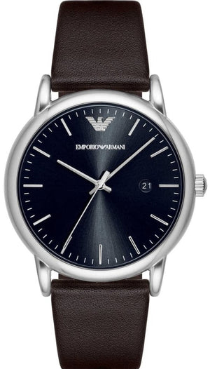 Emporio Armani Kappa Quartz Black Dial Brown Leather Strap Watch For Men - AR80008 Authentic Buy Shop Now