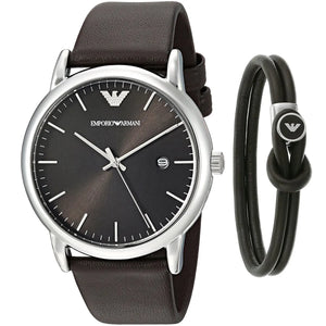 Emporio Armani Kappa Quartz Black Dial Brown Leather Strap Watch For Men - AR80008 Authentic Buy Shop Now