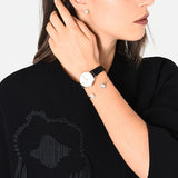 Emporio Armani Kappa Mother of Pearl Dial Black Leather Strap Watch For Women - AR80011 Authentic Buy Shop Now