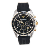 Emporio Armani Sigma Chronograph lack Dial Black Rubber Strap Watch For Men - AR80003 Authentic Buy Shop Now