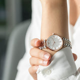 Emporio Armani Gianni T Bar Quartz White Dial Two Tone Steel Strap Watch For Women - AR80035 Authentic Buy Shop Now