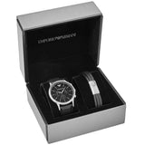 Emporio Armani Renato Chronograph Black Dial Black Leather Strap Watch for Men - AR8034 Authentic Buy Shop Now