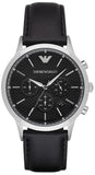Emporio Armani Renato Chronograph Black Dial Black Leather Strap Watch for Men - AR8034 Authentic Buy Shop Now