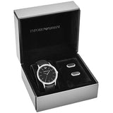 Emporio Armani Renato Analog Black Dial Black Leather Strap Watch For Men - AR8035 Authentic Buy Shop Now