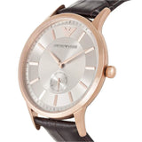 Emporio Armani Classic Analog Silver Dial Brown Leather Strap Watch For Men - AR9101 Authentic Buy Shop Now