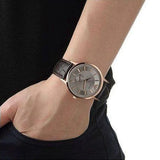 Emporio Armani Classic Analog Silver Dial Brown Leather Strap Watch For Men - AR9101 Authentic Buy Shop Now