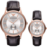 Emporio Armani Classic Analog Silver Dial Brown Leather Strap Watch For Men - AR9101 Authentic Buy Shop Now