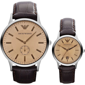 Emporio Armani Kappa Classic Brown Dial Brown Leather Strap Watch For Men - AR9106 Authentic Buy Shop Now