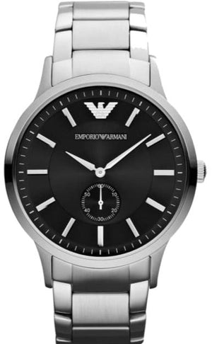 Emporio Armani Classic Quartz Black Dial Silver Steel Strap Watch For Men - AR9107 Authentic Buy Shop Now