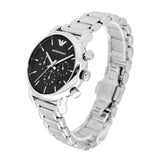 Emporio Armani Chronograph Black Dial Silver Steel Strap Watch For Men - AR1853 Authentic Buy Shop Now