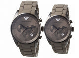 Emporio Armani Sportivo Chronograph Brown Dial Brown Steel Strap Watch For Men - AR5950 Authentic Buy Shop Now