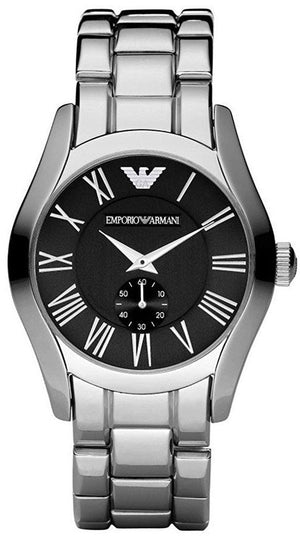 Emporio Armani Valente Black Dial Silver Steel Strap Watch For Men - AR0680 Authentic Buy Shop Now