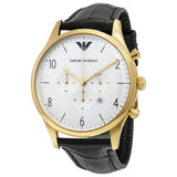 Emporio Armani Classic Chronograph White Dial Black Leather Strap Watch For Men - AR1892 Authentic Buy Shop Now