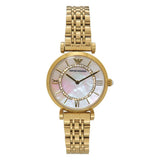 Emporio Armani Gianni T Bar White Mother of Pearl Dial Gold Steel Strap Watch For Women - AR1907 Authentic Buy Shop Now