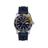 Emporio Armani Sportivo Chronograph Quartz Blue Dial Blue Rubber Strap Watch For Men - AR6045 Authentic Buy Shop Now