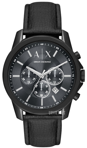 Armani Exchange Banks Chronograph Black Dial Black Leather Strap Watch For Men - AX1724 Authentic Buy Shop Now