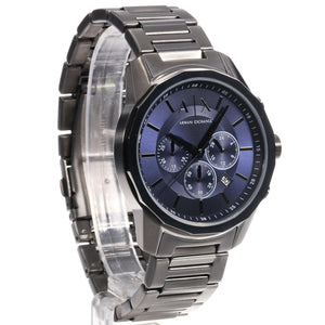 Armani Exchange Banks Chronograph Blue Dial Grey Steel Strap Watch For Men - AX1731 Authentic Buy Shop Now