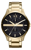 Armani Exchange Hampton Chronograph Black Dial Gold Steel Strap Watch For Men - AX2122 Authentic Buy Shop Now