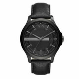 Armani Exchange Hampton Chronograph Black Dial Black Leather Strap Watch For Men - AX2400 Authentic Buy Shop Now
