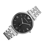 Emporio Armani Retro Black Dial Silver Steel Strap Watch For Men - AR1676 Authentic Buy Shop Now