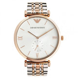 Emporio Armani Retro Silver Dial Two Tone Steel Strap Watch For Men - AR1677 Authentic Buy Shop Now