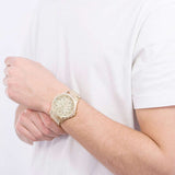 Armani Exchange Hampton Chronograph Gold Dial Gold Steel Strap Watch For Men - AX2415 Authentic Buy Shop Now
