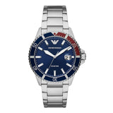 Emporio Armani Diver Quartz Blue Dial Silver Steel Strap Watch For Men - AR11339 Authentic Buy Shop Now