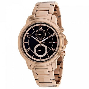 Tommy Hilfiger Claudia Black Dial Rose Gold Steel Strap Watch for Women - 1781820 Authentic Buy Shop Now