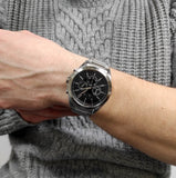 Armani Exchange Drexler Chronograph Black Dial Silver Steel Strap Watch for Men - AX2600 Authentic Buy Shop Now
