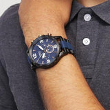 Fossil Nate Chronograph Blue Dial Two Tone Steel Strap Watch for Men - JR1494 Authentic Buy Shop Now