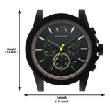 Armani Exchange Outerbanks Chronograph Black Dial Black Silicone Strap Watch For Men - AX1343 Authentic Buy Shop Now