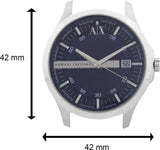 Armani Exchange Hampton Chronograph Blue Dial Silver Steel Strap Watch For Men - AX2132 Authentic Buy Shop Now