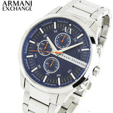 Armani Exchange Hampton Chronograph Blue Dial Silver Steel Strap Watch For Men - AX2155 Authentic Buy Shop Now