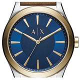 Armani Exchange Nico Quartz Blue Dial Brown Leather Strap Watch For Men - AX2334 Authentic Buy Shop Now