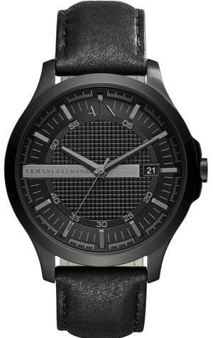 Armani Exchange Hampton Chronograph Black Dial Black Leather Strap Watch For Men - AX2400 Authentic Buy Shop Now