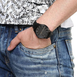 Armani Exchange Hampton Chronograph Black Dial Black Leather Strap Watch For Men - AX2400 Authentic Buy Shop Now