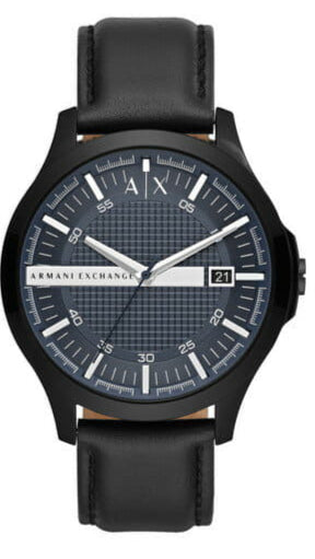 Armani Exchange Hampton Quartz Blue Dial Black Leather Strap Watch for Men - AX2411 Authentic Buy Shop Now