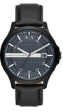 Armani Exchange Hampton Quartz Blue Dial Black Leather Strap Watch for Men - AX2411 Authentic Buy Shop Now
