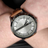 Armani Exchange Hampton Chronograph Grey Dial Brown Leather Strap Watch For Men - AX2414 Authentic Buy Shop Now