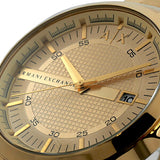 Armani Exchange Hampton Chronograph Gold Dial Gold Steel Strap Watch For Men - AX2415 Authentic Buy Shop Now