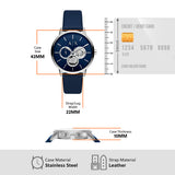 Armani Exchange Cayde Chronograph Blue Dial Blue Leather Strap Watch for Men - AX2746 Authentic Buy Shop Now