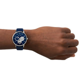 Armani Exchange Cayde Chronograph Blue Dial Blue Leather Strap Watch for Men - AX2746 Authentic Buy Shop Now