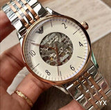 Emporio Armani Meccanico White Dial Two Tone Steel Strap Watch For Men - AR1921 Authentic Buy Shop Now