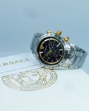 Versace Classic Chronograph Quartz Black Dial Silver Steel Strap Watch For Men - VEV700419 Authentic Buy Shop Now