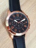 Fossil Grant Chronograph Grey Dial Black Leather Strap Watch for Men - FS5085 Authentic Buy Shop Now