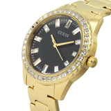 Guess Sparkler Diamonds Black Dial Gold Steel Strap Watch for Women - GW0111L2 Authentic Buy Shop Now