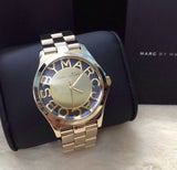 Marc Jacobs Henry Transparent Gold Dial Gold Steel Strap Watch for Women - MBM3206 Authentic Buy Shop Now