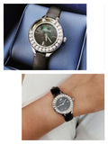 Swarovski Lovely Crystals Mother of Pearl Black Dial Black Leather Strap Watch for Women - 5242898 Authentic Buy Shop Now