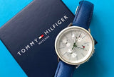 Tommy Hilfiger Carly Silver Dial Blue Leather Strap Watch for Women - 1781791 Authentic Buy Shop Now
