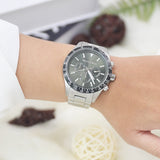 Michael Kors Layton Chronograph Green Dial Silver Steel Strap Watch For Men - MK8912 Authentic Buy Shop Now